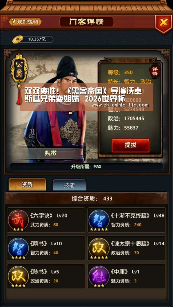 双双变性！《黑客帝国》导演沃卓斯基兄弟变姐妹-2026世界杯